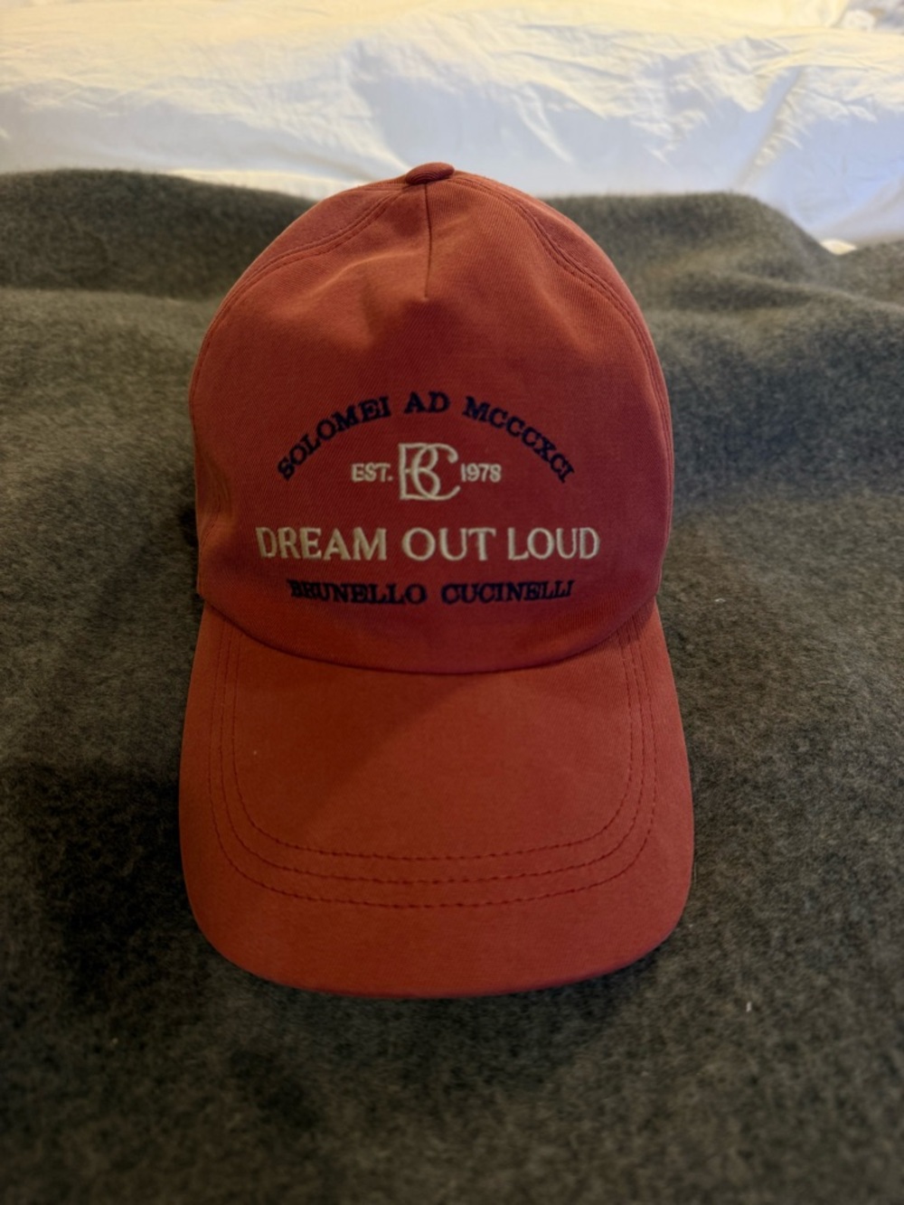 Brunello Cucinelli Rust Red Logo Baseball Cap